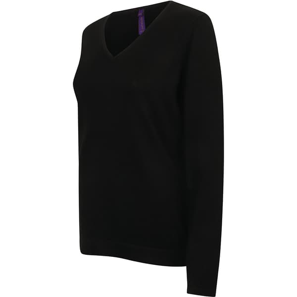 Henbury Dame/Damer 12 Gauge finstrikket V-hals trøje / sweatshirt