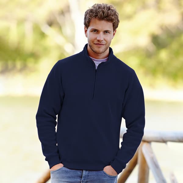 Fruit Of The Loom Mens Premium 70/30 Zip Neck Sweatshirt