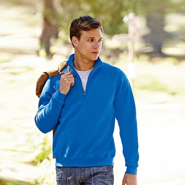 Fruit of the Loom Herre Premium 70/30 Zip Neck Sweatshirt med lynlås til mænd