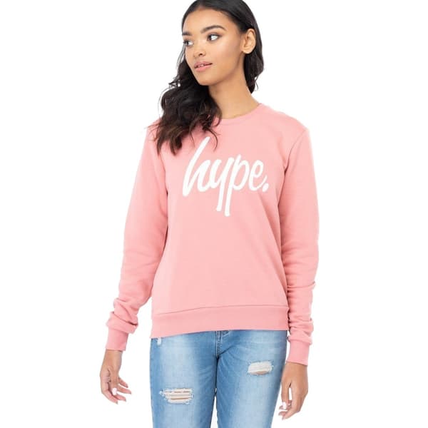 Hype Kvinnor/Ladies Script Crewneck Pink/White 10 UK