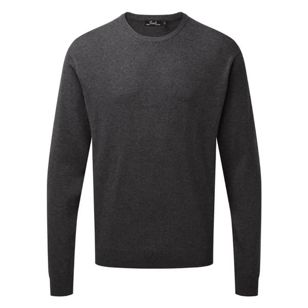 Premier Adults Unisex Cotton Rich Crew Neck Sweater Charcoal XL