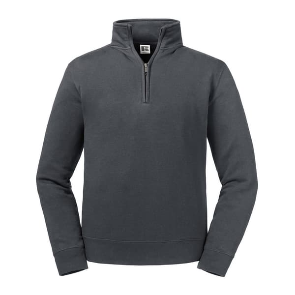 Russell Mens Authentic Zip Neck Sweatshirt Convoy Grey M