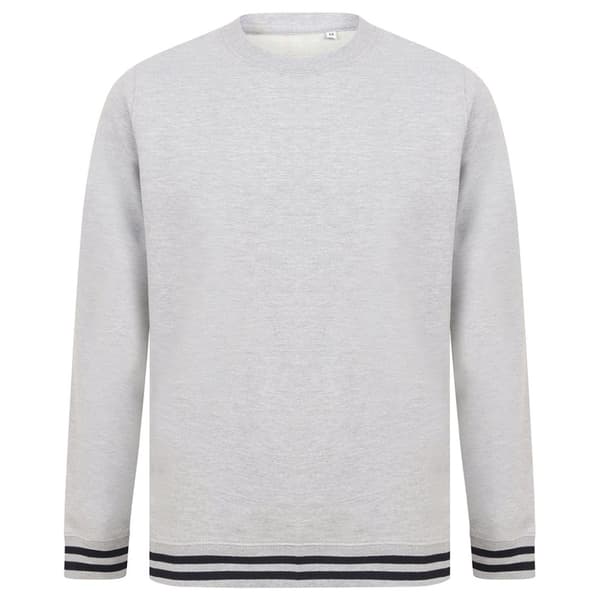 Front Row Unisex vuxen tröja med randiga manschetter för vuxna Heather Grey/Navy S