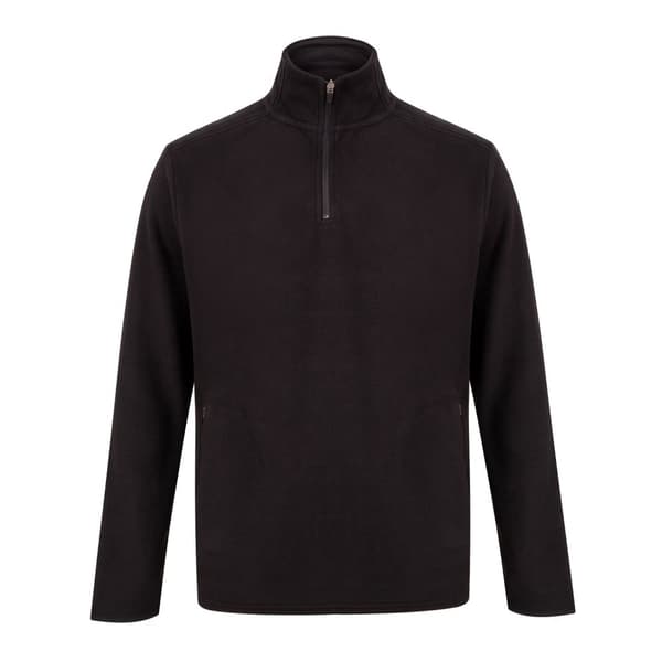 Henbury Unisex Adults Quarter Zip Microfleece Jacket Black XXL