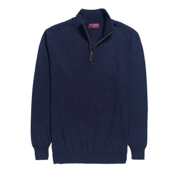 Brook Taverner Herre Dallas Zip-Neck Sweater til mænd Navy XXL