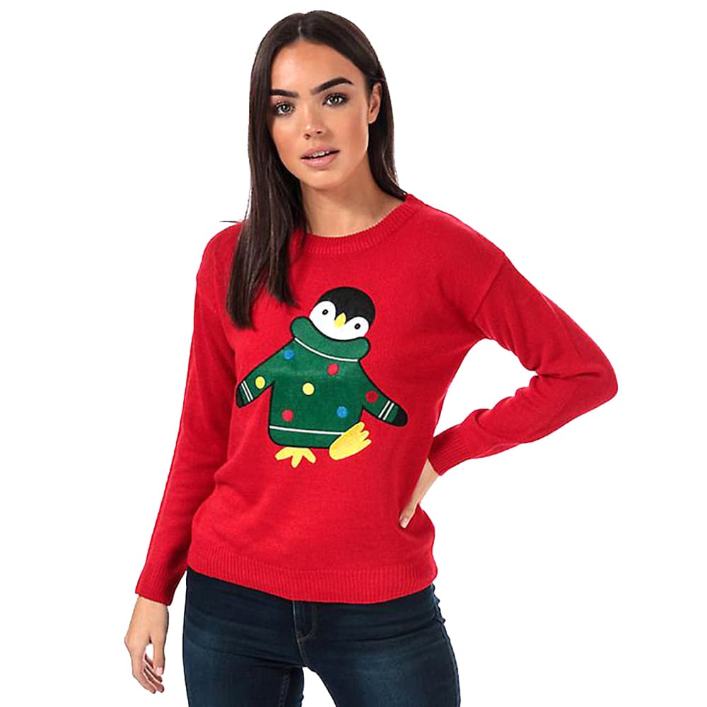 Brave Soul Womens/Ladies Penguin Christmas Jumper