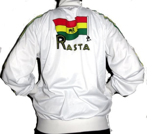 Rastatröja Dragkedja - Vit med Rastatryck