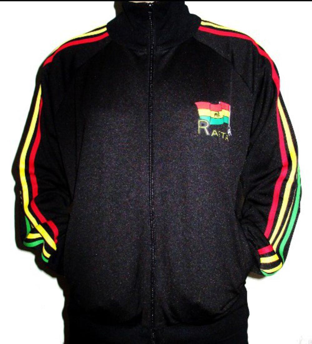 Rasta jacka dragkedja - svart med tryck