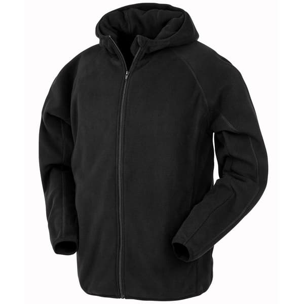 Result Genuine Recycled Mens Hooded Fleece Jacket Black XXL