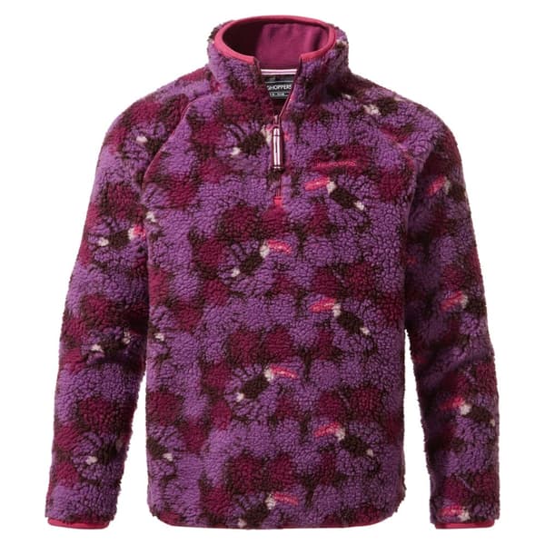 Craghoppers Børn/børn Shenden Fleece-top med halv lynlås med blomstermotiver Blackcurrant 13 Years