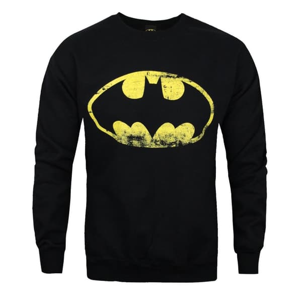 Batman Sweatshirt med nödställd logotyp för män Black XXL