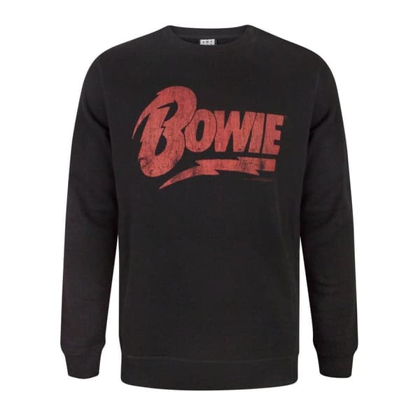 Amplified Sweatshirt med David Bowie-logotyp för män Black XXL