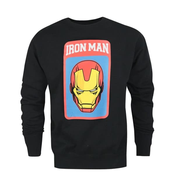 Iron Man Mens Mask Sweatshirt Black XL