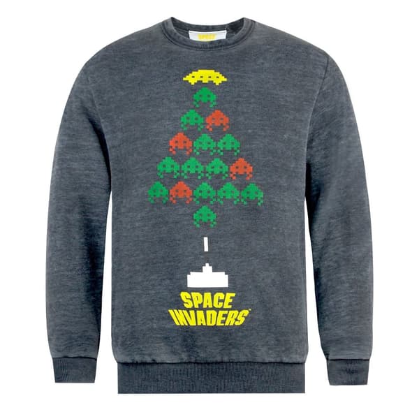 Space Invaders Unisex vuxna julgran brännmärkt sweatshirt