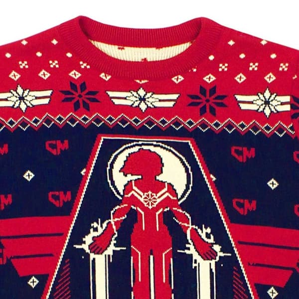 Captain Marvel Dame/Damer Premium strikket julepullover