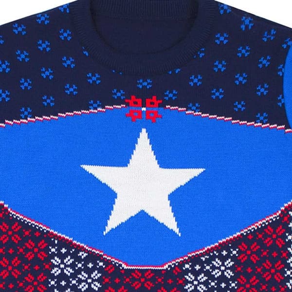Captain America Unisex juletrøje med strikket skjold til voksne