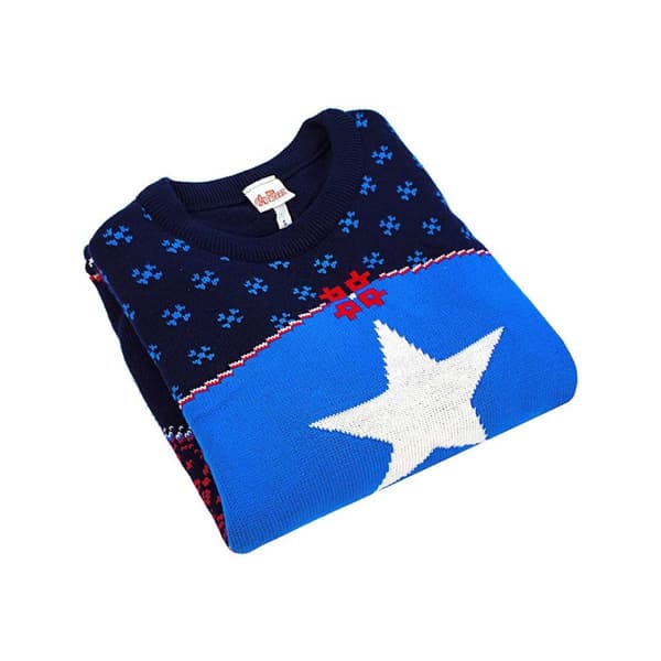 Captain America Unisex juletrøje med strikket skjold til voksne