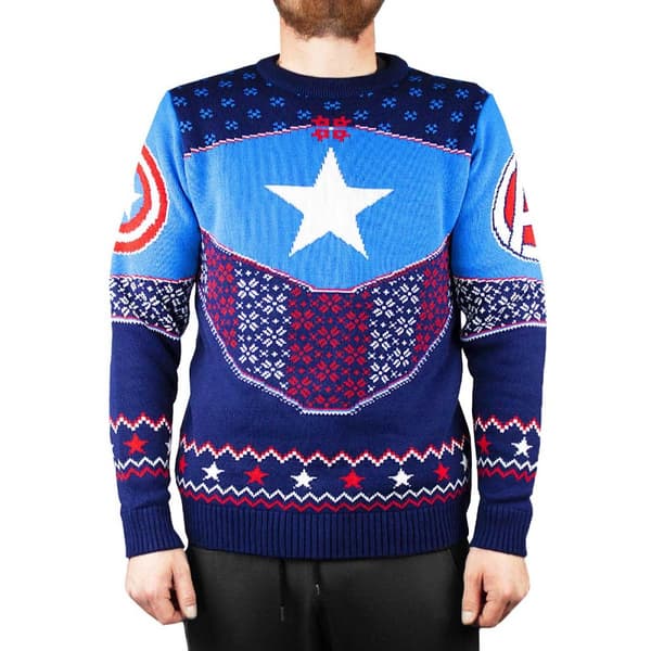 Captain America Unisex vuxen Sköld stickad jultröja för vuxna