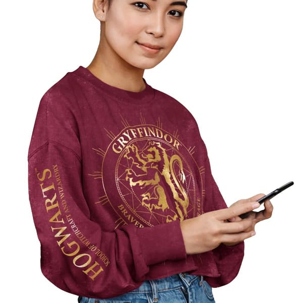 Harry Potter Womens/Ladies Gryffindor Constellation Acid Wash Crop Sweatshirt