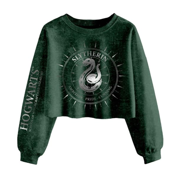 Harry Potter Unisex Adult Slytherin Constellation Acid Wash Crop Sweatshirt