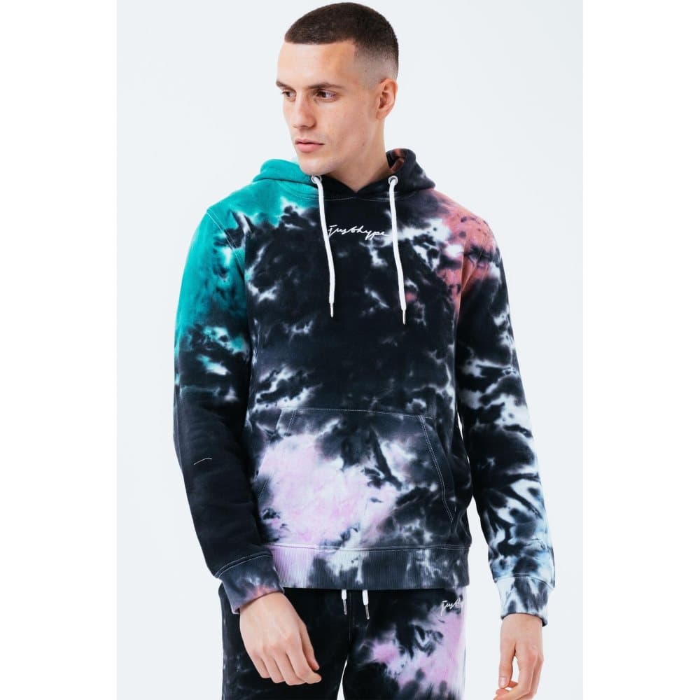 Hype Huvtröja med Scribble Acid Wash för män