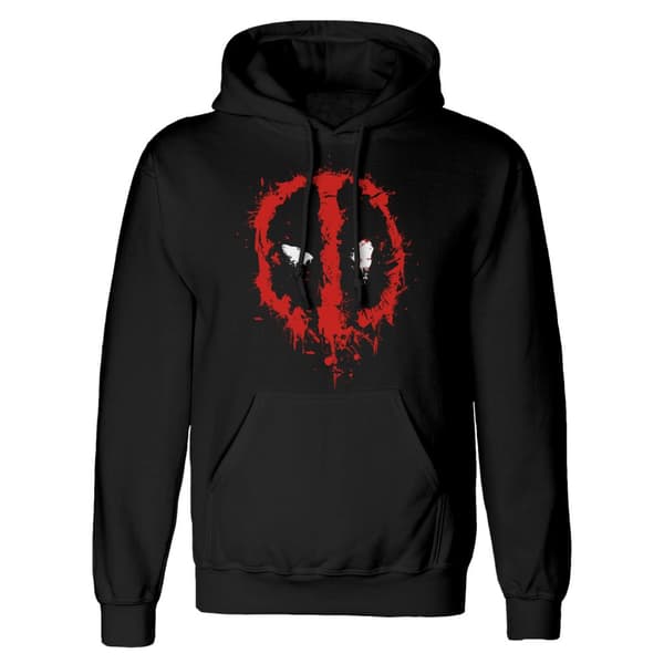 Deadpool Unisex Adult Splat Hoodie Black/Red S