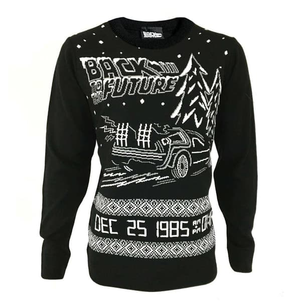 Back To The Future Unisex vuxen jultid stickad jumper Black/White S
