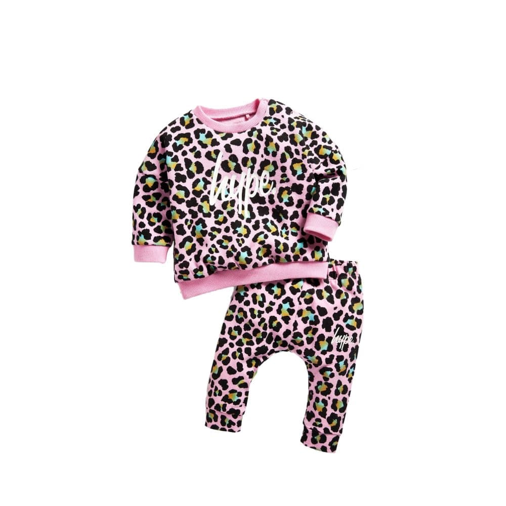 Hype Baby Leopard Print Sweatsuit