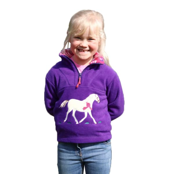 British Country Collection Børn/børn Champion Pony Fleece Top Purple/Fuchsia S