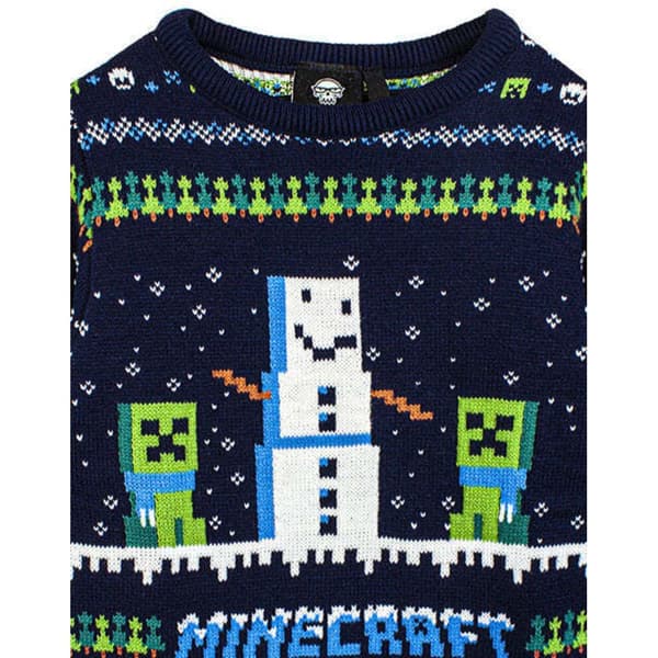 Minecraft Childrens/Kids Snowy Knitted Christmas Jumper