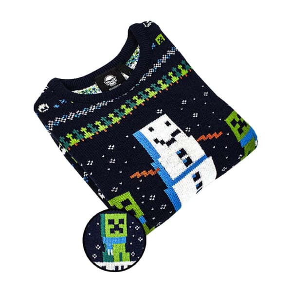 Minecraft Childrens/Kids Snowy Knitted Christmas Jumper