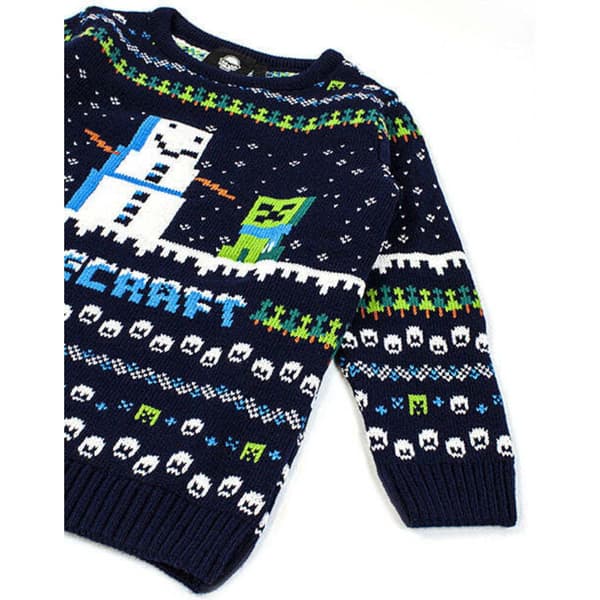 Minecraft Childrens/Kids Snowy Knitted Christmas Jumper