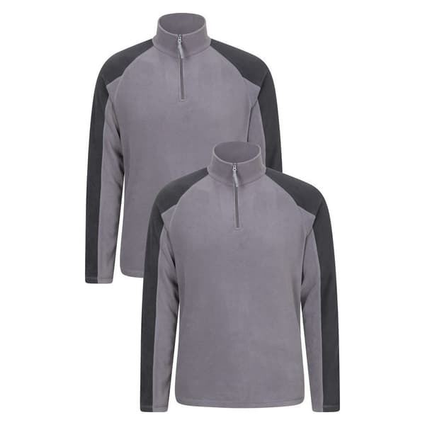 Mountain Warehouse Mens Ashbourne Half Zip Fleece Top (Pack of 2) Dark Grey M