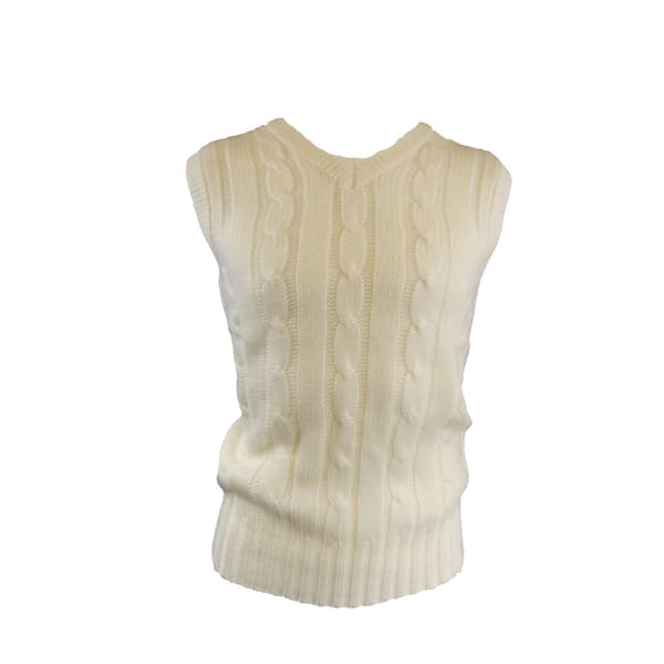 Carta Sport Boys Plain Cricket Sweater Vest White S-M