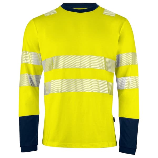 Projob Sweatshirt med reflekterande band för män Yellow/Navy M