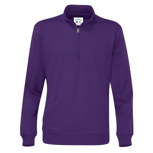 Cottover Unisex tröja med halv dragkedja för vuxna Purple L