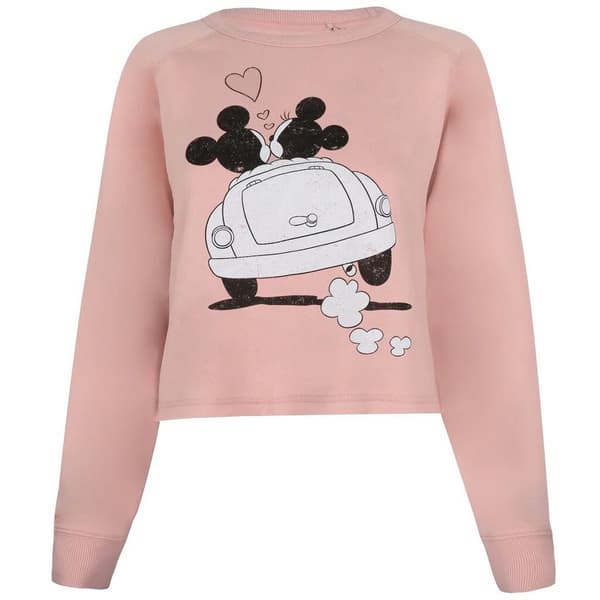 Disney Sweatshirt til kvinder/damer Mickey & Minnie Mouse Hearts Crop Sweatshirt
