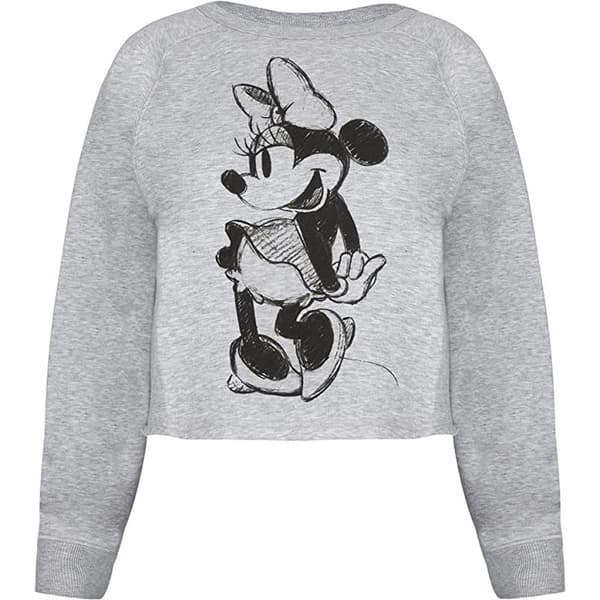 Disney Womens/Ladies Minnie Mouse Sketch Crop Sweatshirt