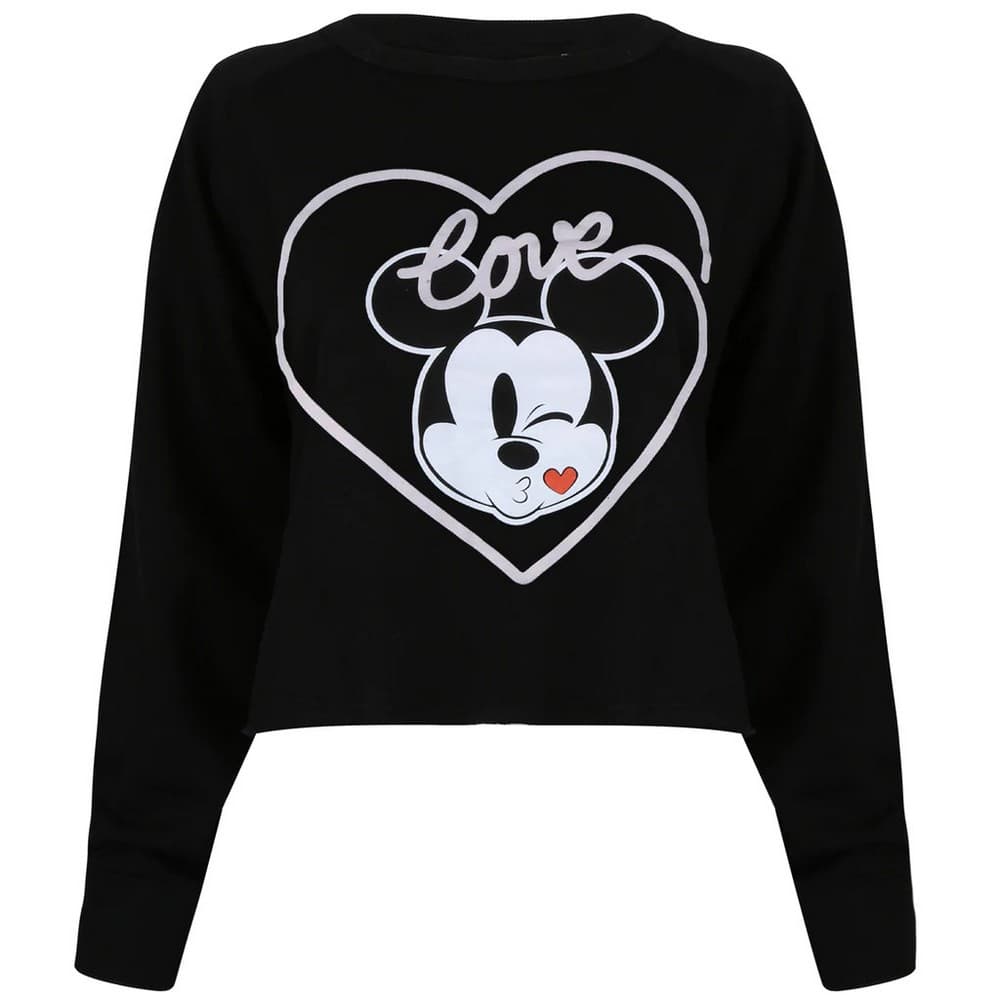 Disney Kvinnor/Damer Musse Pigg Kiss Crop Sweatshirt