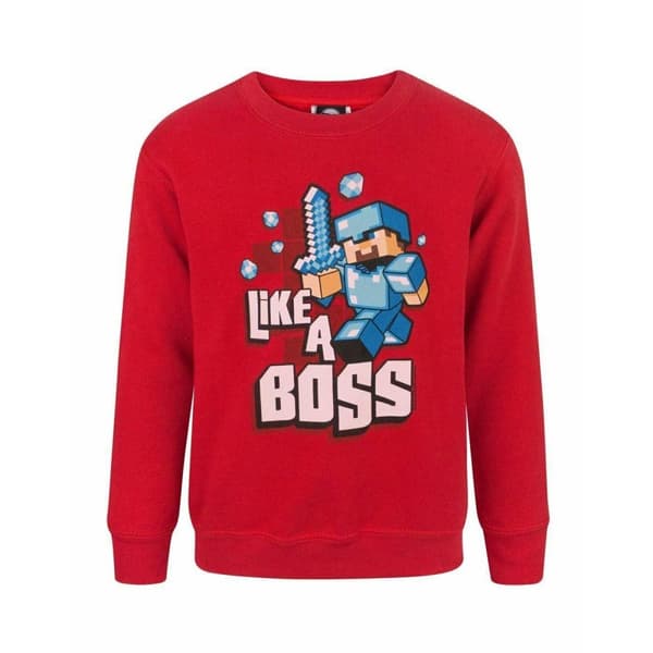 Minecraft Childrens/Boys Official Like A Boss Sweatshirt Red Years (5/6)