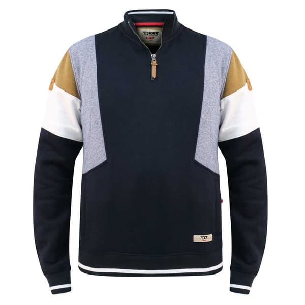Duke Mens D555 Kenington Colour Block Zip Neck Kingsize Sweatshirt Navy 4XL