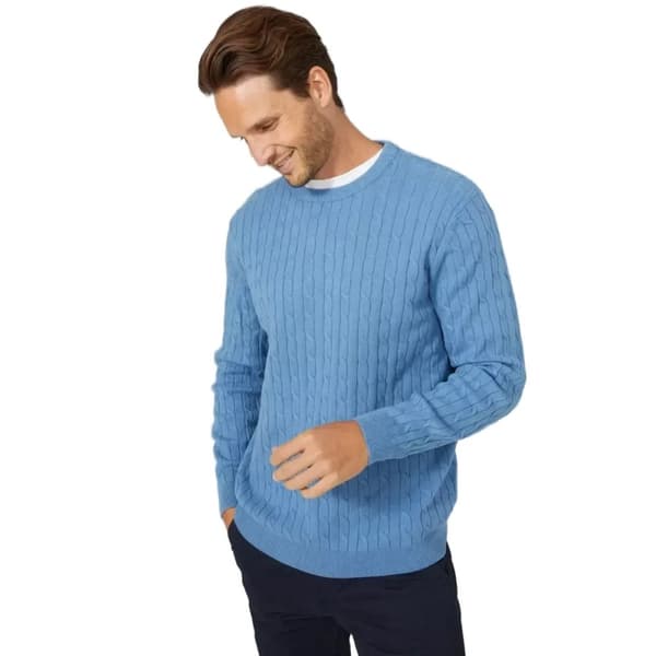 Maine Mens Cable Cotton Crew Neck Sweatshirt