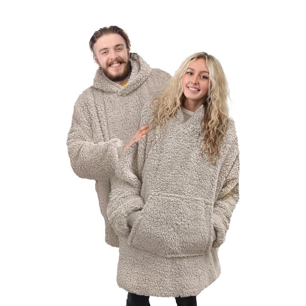 Ribbon Unisex Adult Teddy Fleece Oversized Hoodie Natural One Size