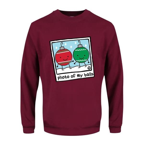 Pop Factory Jule sweatshirt med foto af mine nosser til mænd Burgundy/White L