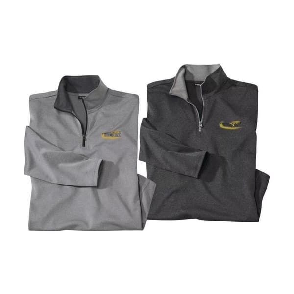 Atlas For Men Mens Half Zip Top (Pack of 2) Grey/Anthracite XL