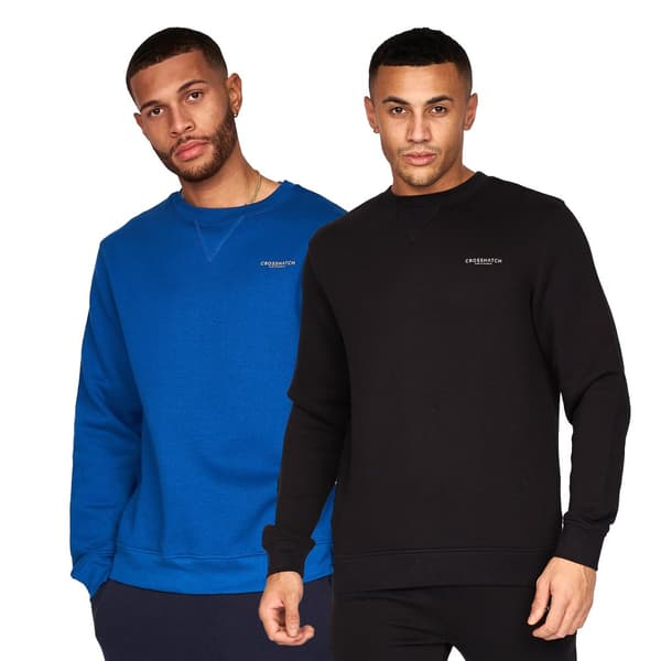 Crosshatch Mens Traymax Crew Neck Sweatshirt (Pack of 2)