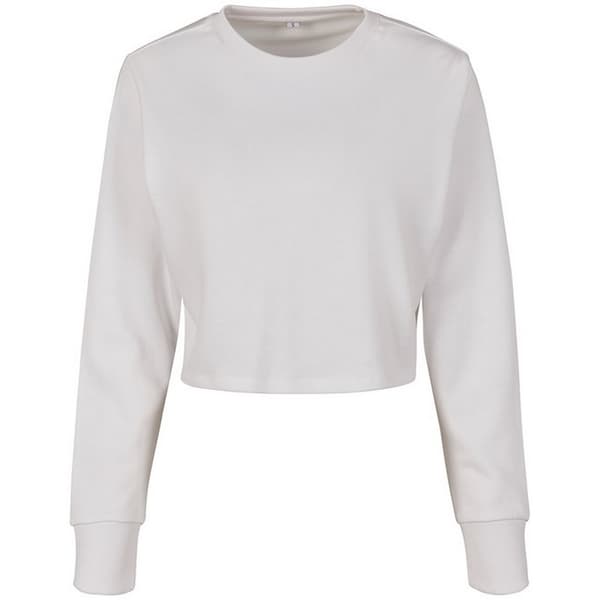 Build Your Brand Womens/Ladies Terrycloth Crop Sweatshirt White 18 UK