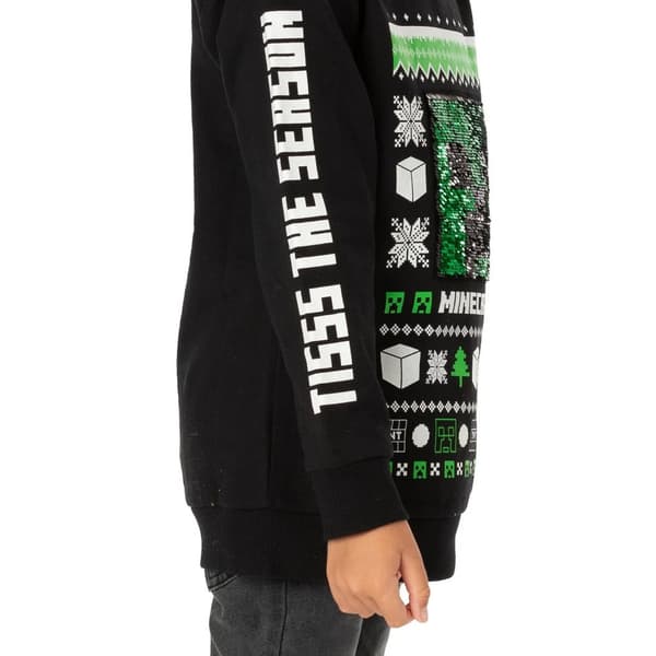Minecraft Barn/Kids Creeper Sequins Christmas Jumper