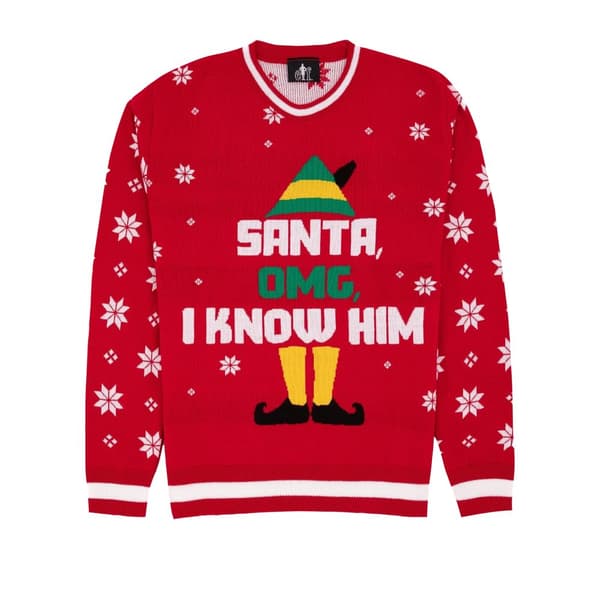 Elf Unisex Adult Knitted Christmas Jumper Red S