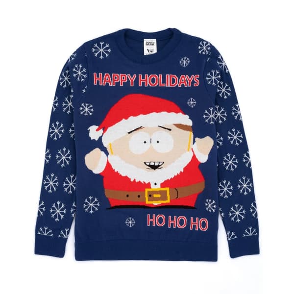 South Park Mens Knitted Christmas Jumper Blue/Red S